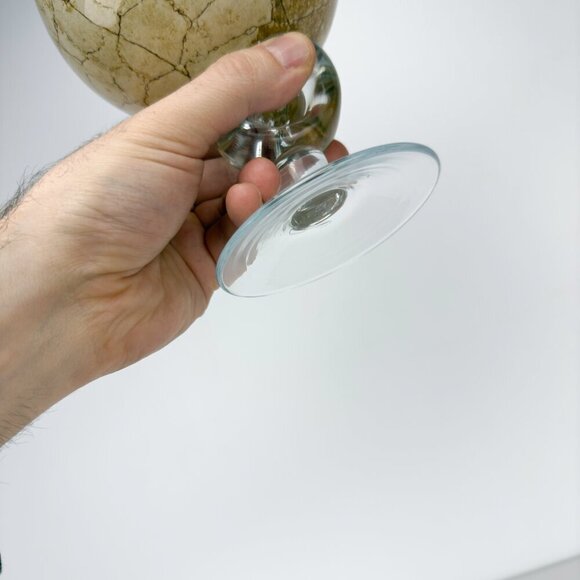 KROSNO Poland VTG Jozefina Hand Blown Art Glass Marble Beige Snail Stem Oil Lamp - Picture 7 of 14